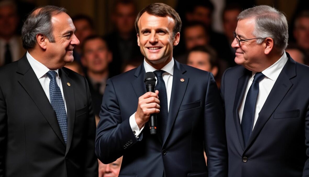 emmanuel macron chante « la bohème » de charles aznavour aux côtés du président et du premier ministre arméniens, un moment symbolique d'amitié et de partage culturel.