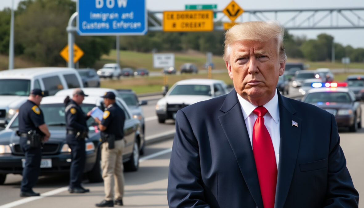 donald trump appelle l'agence ice à poursuivre les contrôles routiers malgré les préoccupations liées aux risques de fusillades, soulignant l'importance de la sécurité aux frontières.