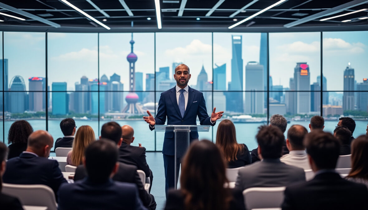 lors du sommet mondial de shanghai, sofiene hemissi plaide pour une gouvernance éthique de l'intelligence artificielle afin d'assurer un développement responsable et inclusif.