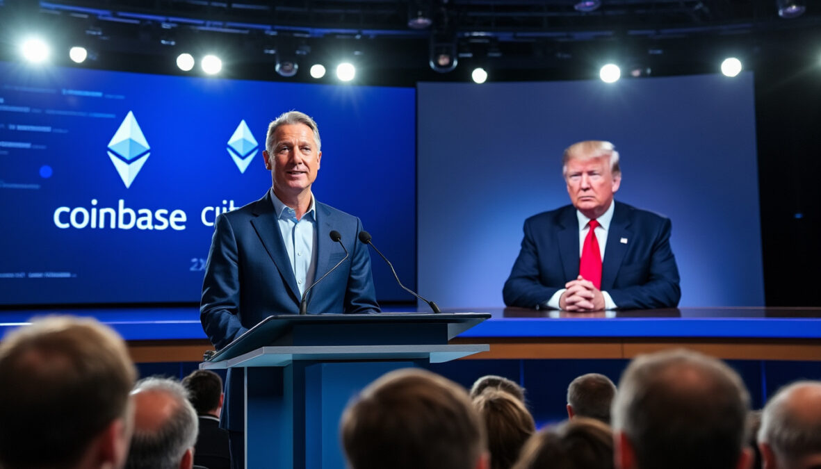 le pdg de coinbase explique comment la cryptomonnaie transforme le système financier mondial, tout en commentant les récentes déclarations de donald trump.