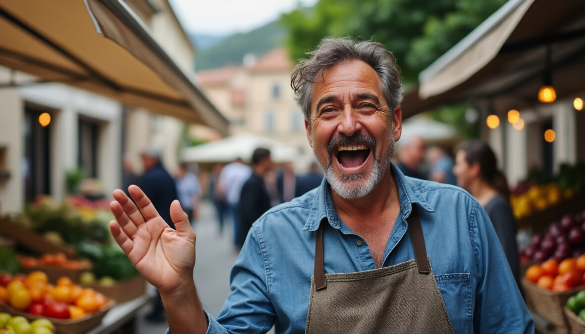 en haute-garonne, l’artiste emmanuel volant fait résonner son « oyez, oyez ! » sur un petit marché. portrait d’une voix qui ne passe pas inaperçue.